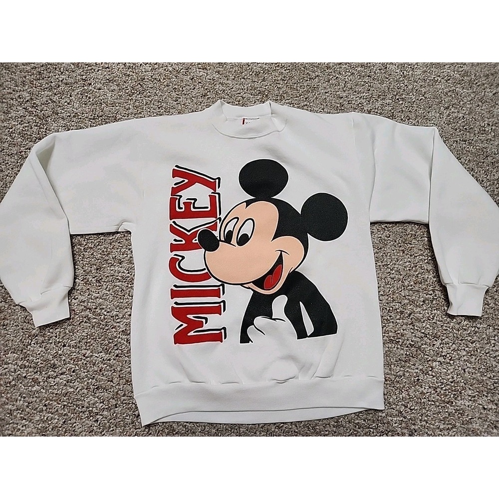 Vintage Disney Designs Mickey Mouse Crewneck Sweatshirt Double Sided Size XL USA